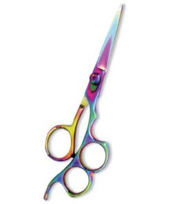 Professional Hair Cutting Scissor with razor edge. Multicolor Coating. Three Rings with screw adjust