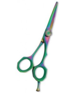 Professional Hair Cutting Scissor with razor edge. Multicolor Coating. Three Rings with screw adjust